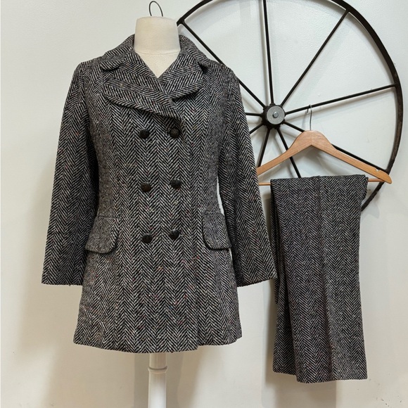 1970s union made hounds tooth coat womens suit S - Picture 1 of 16